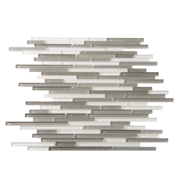 Apollo Tile Downtown Rain 4.83sq.ft 11.8 in. X11.8 in. Wht&Grey Linear Glass Mosaic Tile, 5PK APLCAS99001EC08 - main